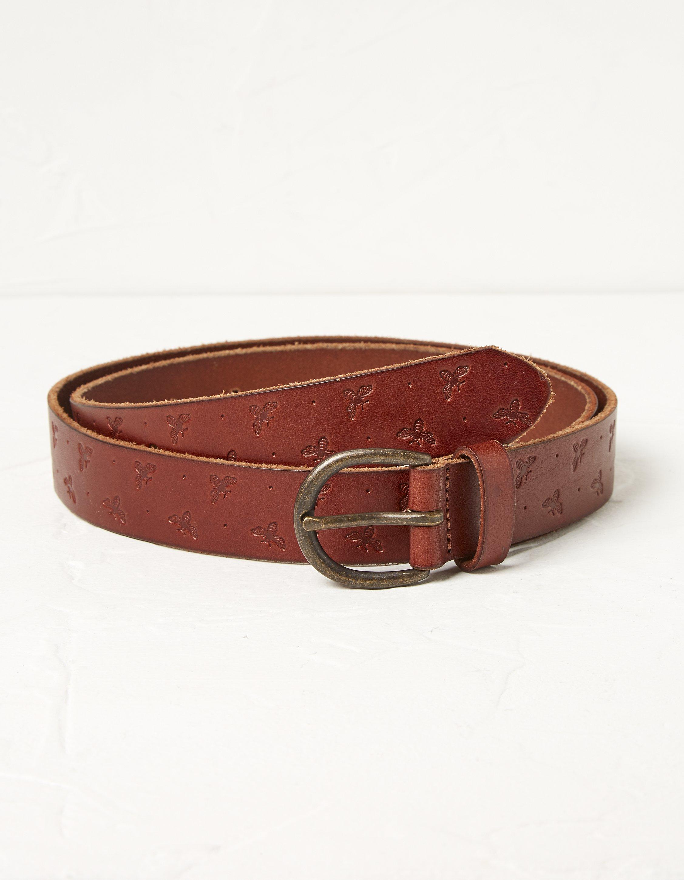 Bee Embossed Leather Belt, Belts | FatFace.com