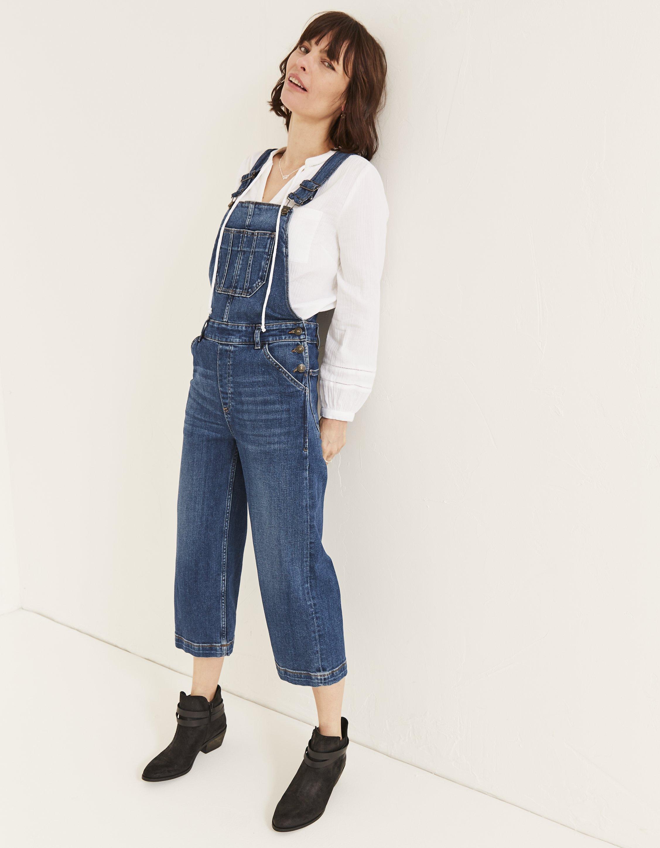 Women's Clothing Fat Face Womens Mid Blue Dungarees Dungarees