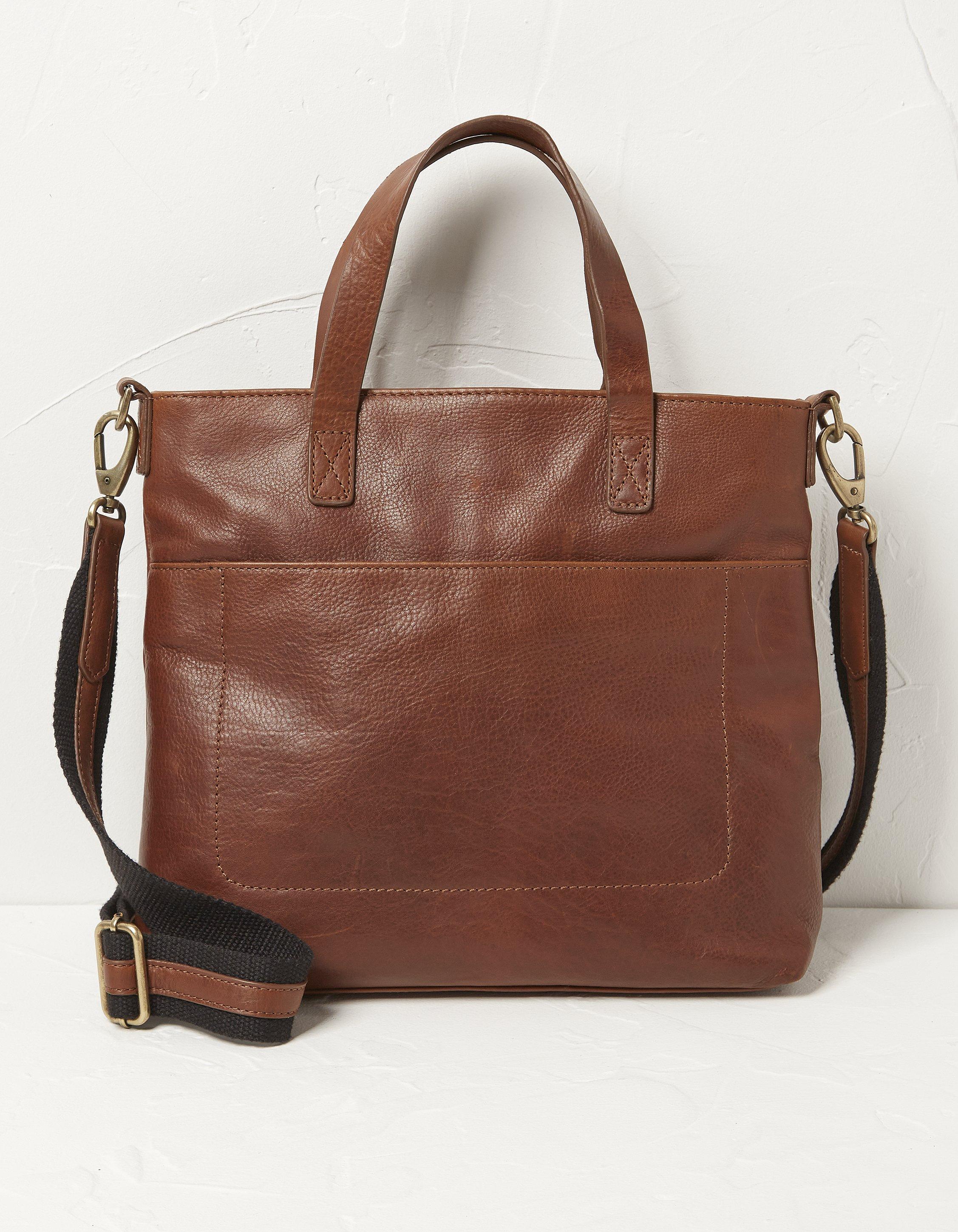 Fat face leather store tote bag