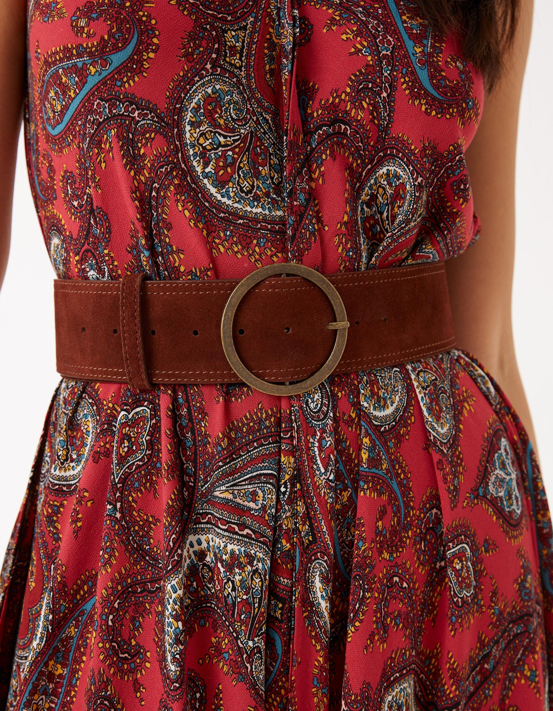 Red Suede Wide Waist Belt – Suzannah London