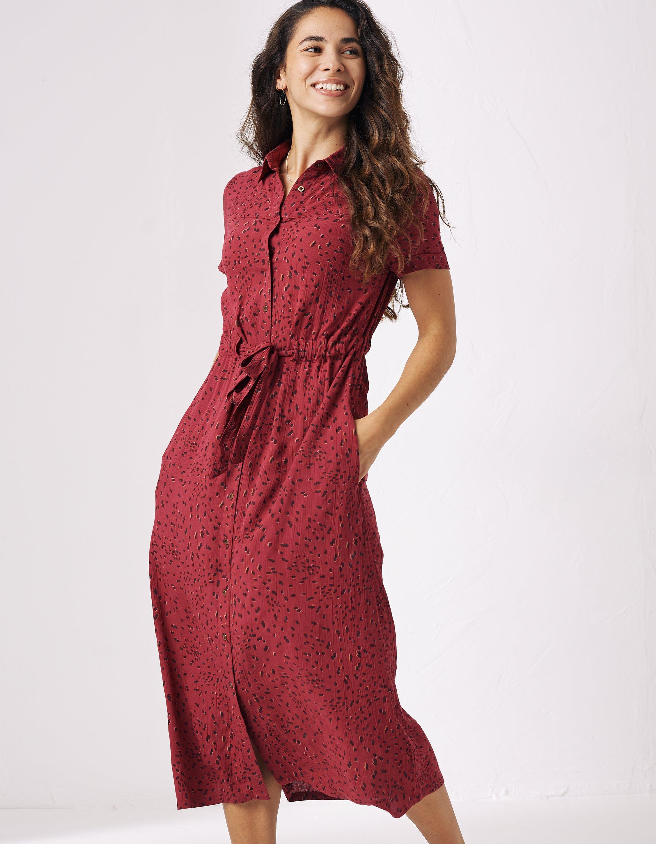 Akvarium duft Ashley Furman Berry Pink Carey Shadow Dot Shirt Dress, Dresses | FatFace.com