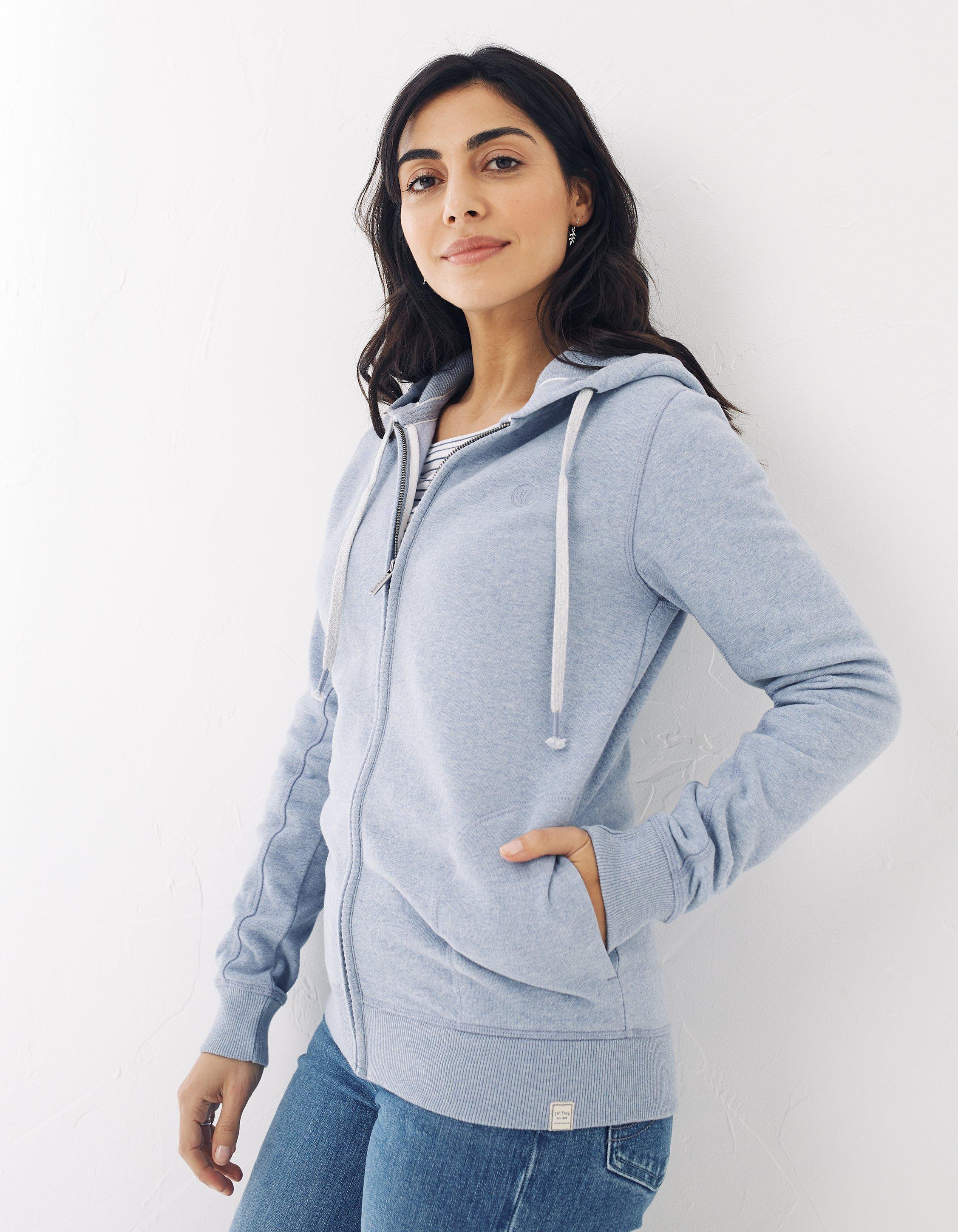 Light Blue Ava Zip Thru Hoodie, Sweatshirts & Hoodies | FatFace.com