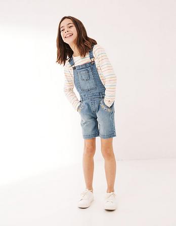 Embroidered Shortie Dungarees