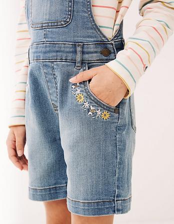 Embroidered Shortie Dungarees