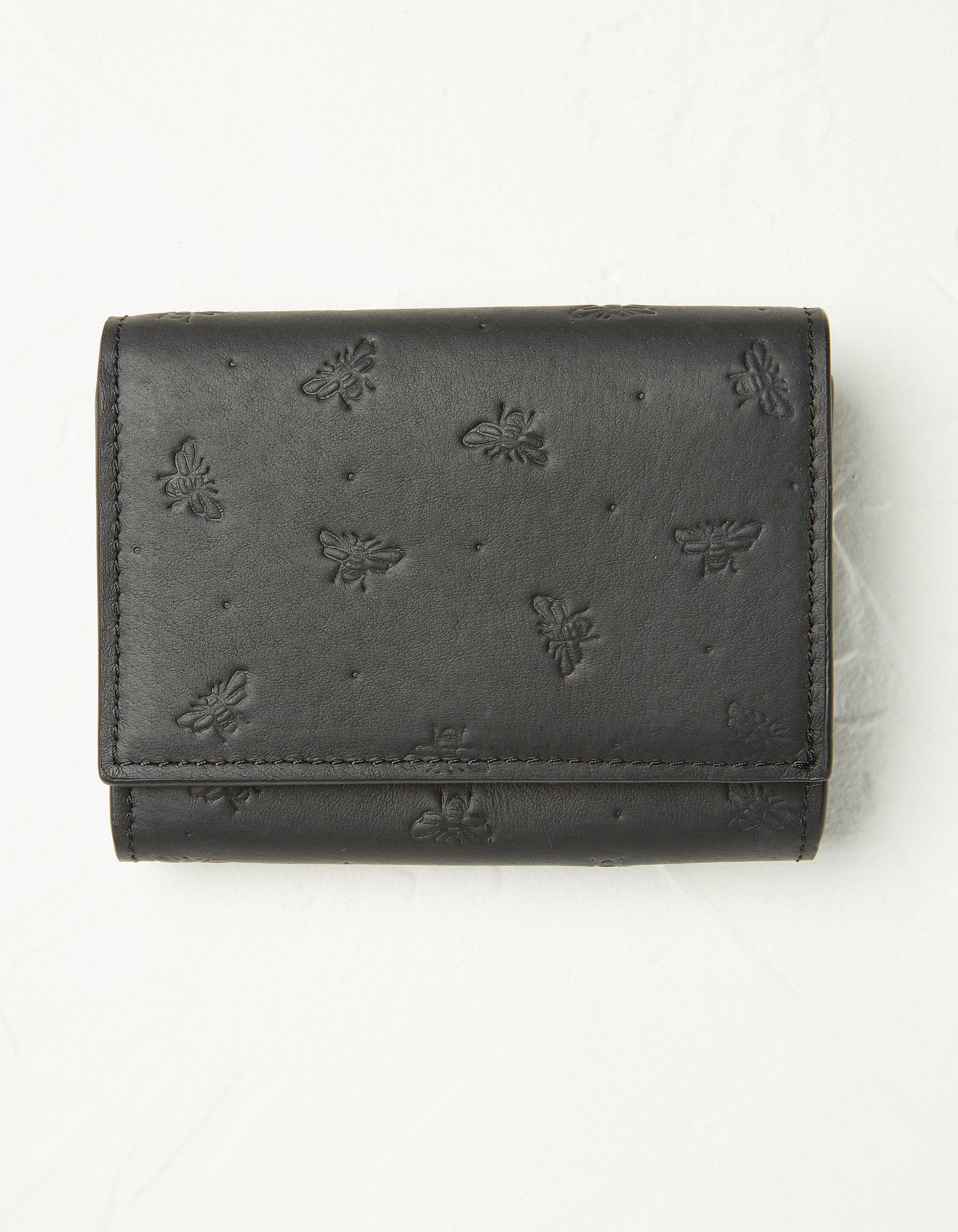 Mcm Klara Monogram Leather Flap Wallet in Black