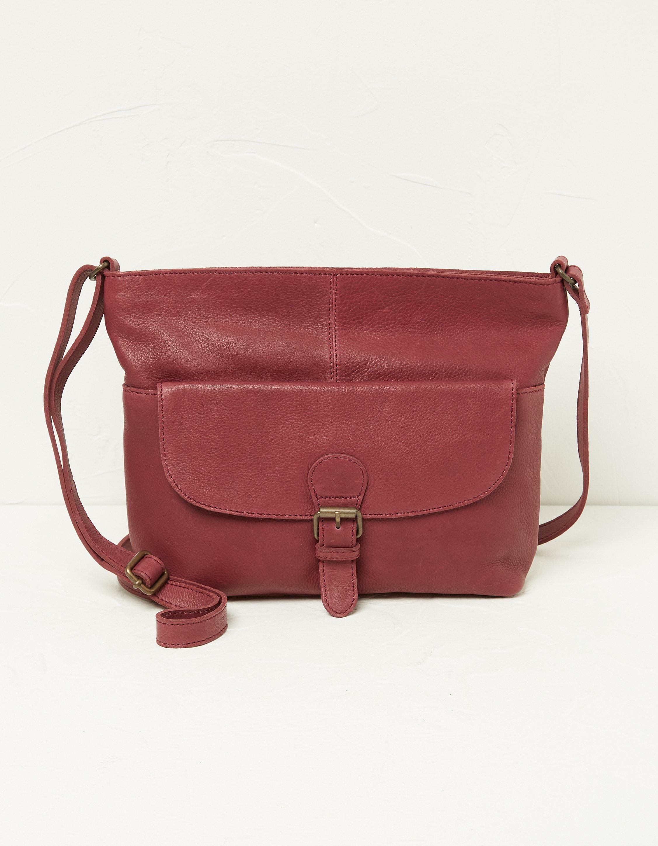 Raspberry Red Quilted Cross Body Bag with Raspberry & Ink Stripe