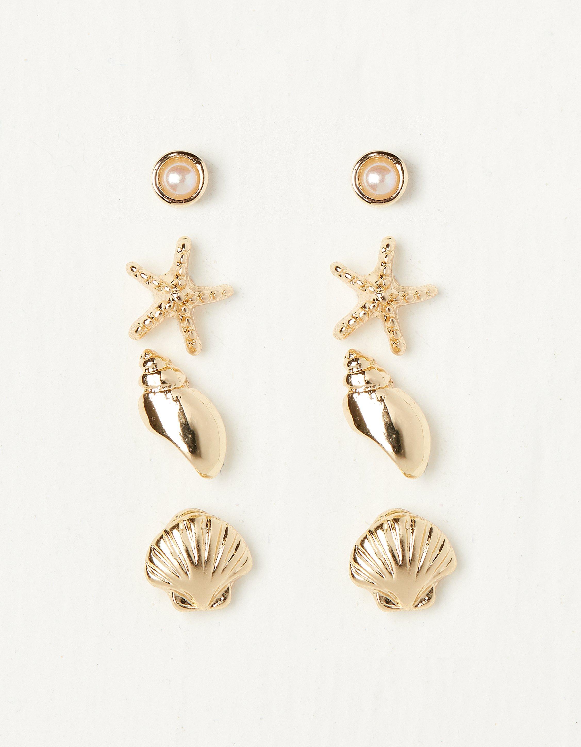 Gold shell clearance stud earrings