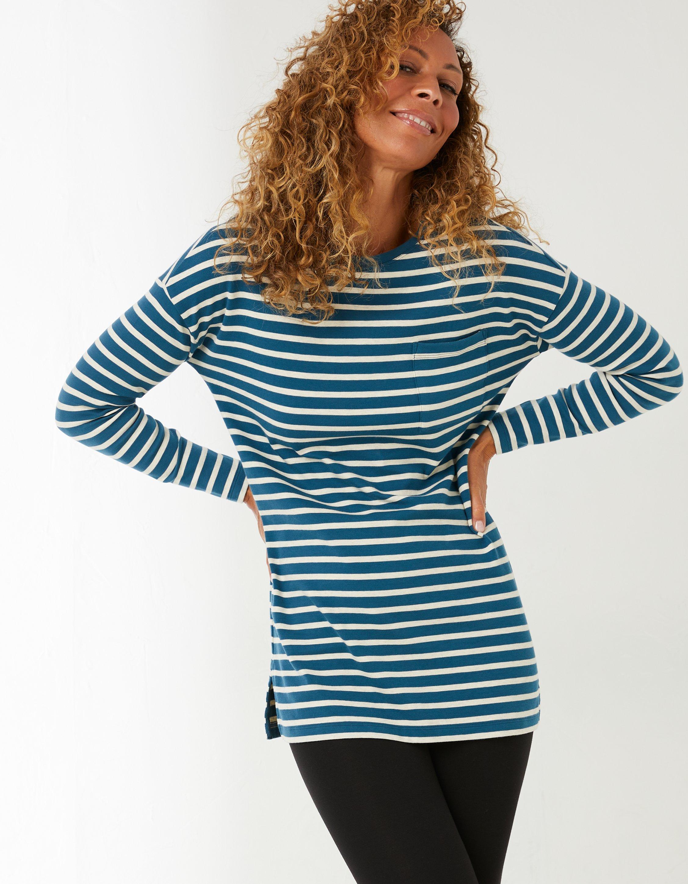 Leena Stripe Longline Top, Tops & T-Shirts | FatFace.com