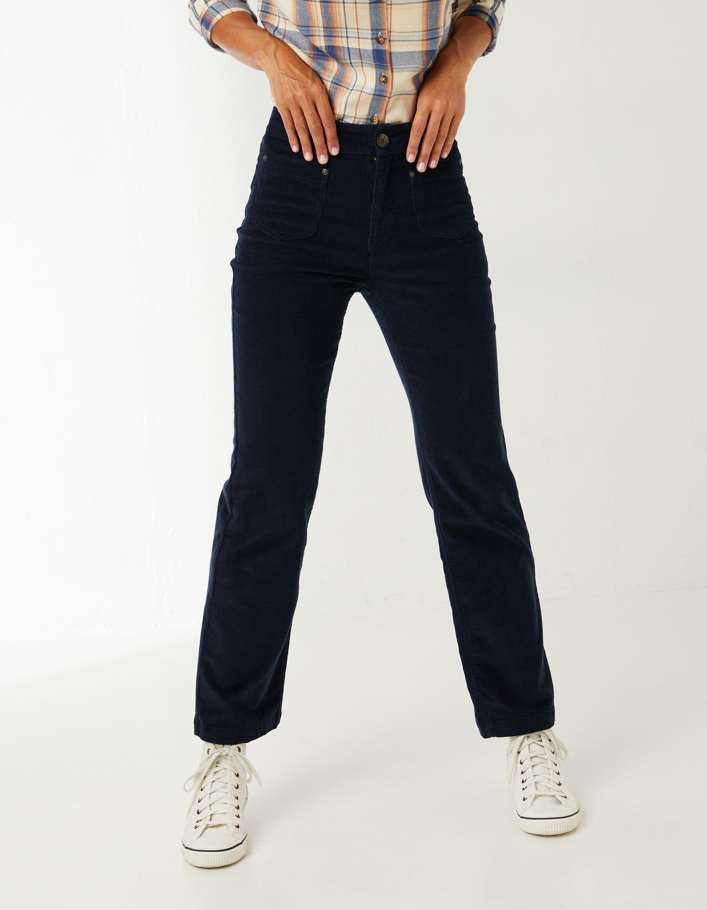 Cord Patch Pocket Wide Leg Cropped Trousers