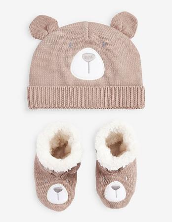 Two-Piece Bear Booties and Hat Set