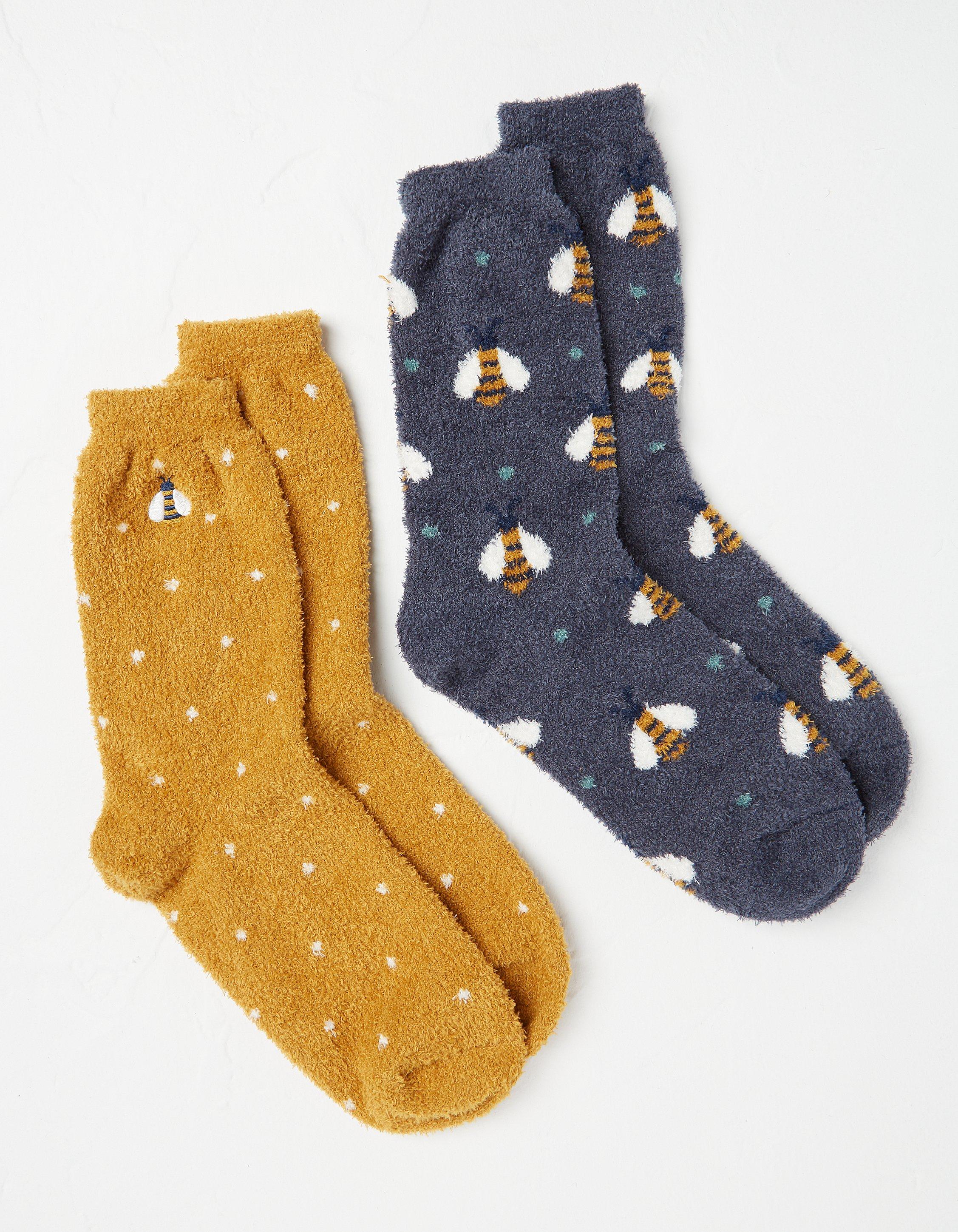 Navy Two Pack Bee Fluvia Socks, Socks, Underwear & Tights | FatFace.com