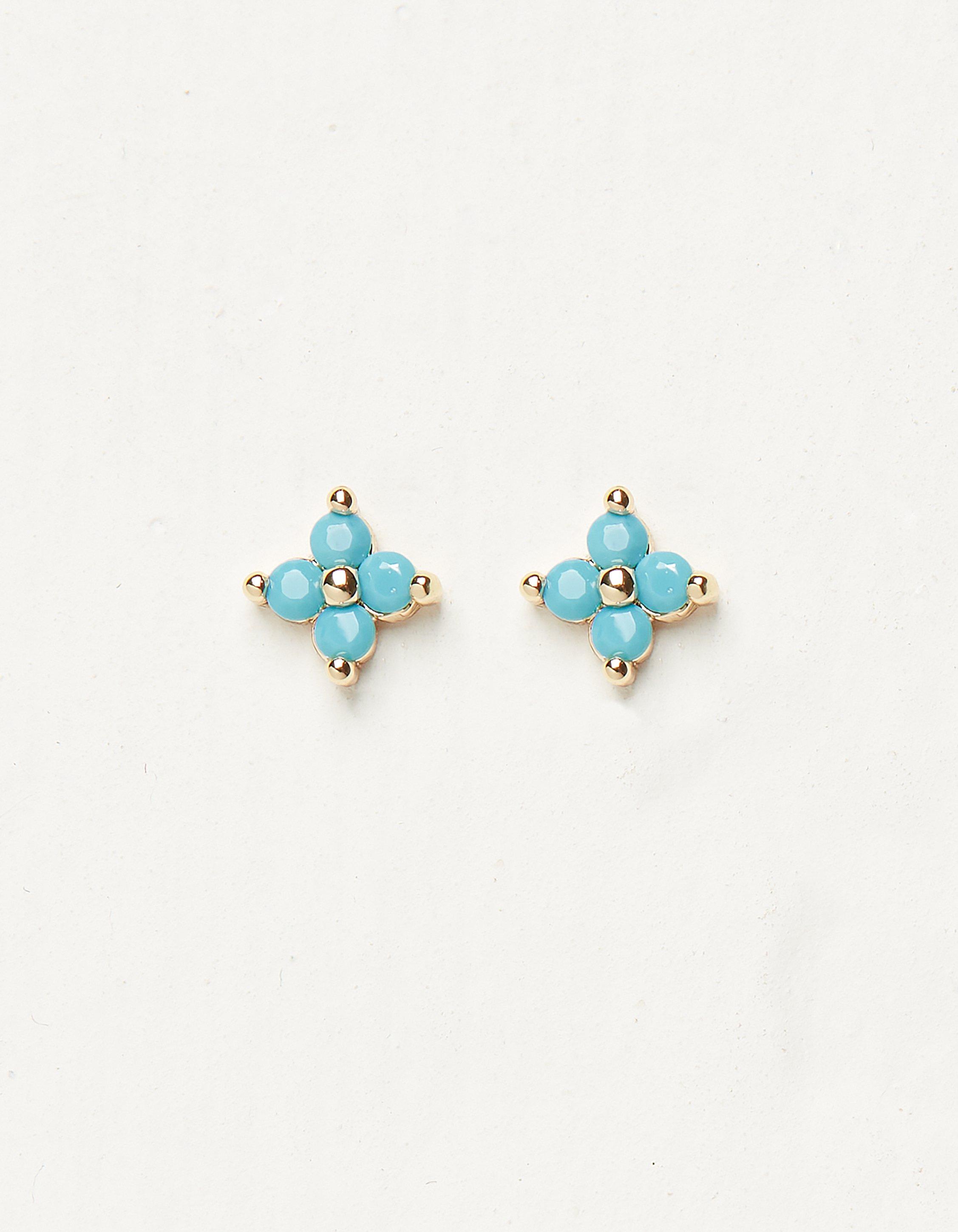 Teal stud shop earrings