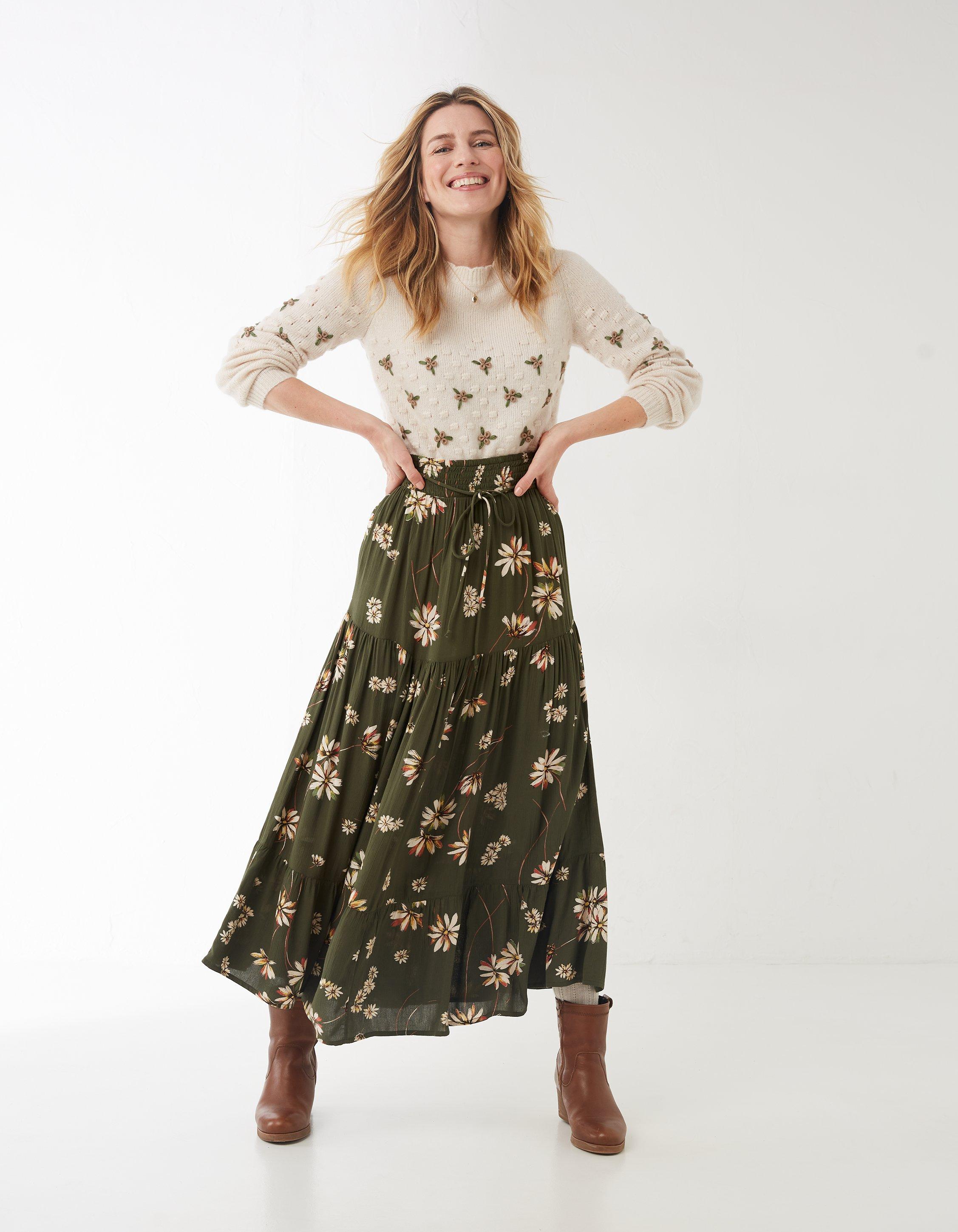 Point sur floral maxi shop skirt in crinkle chiffon