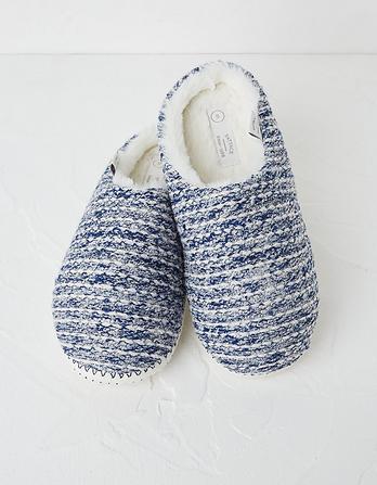 Mixed Knit Mule Slippers