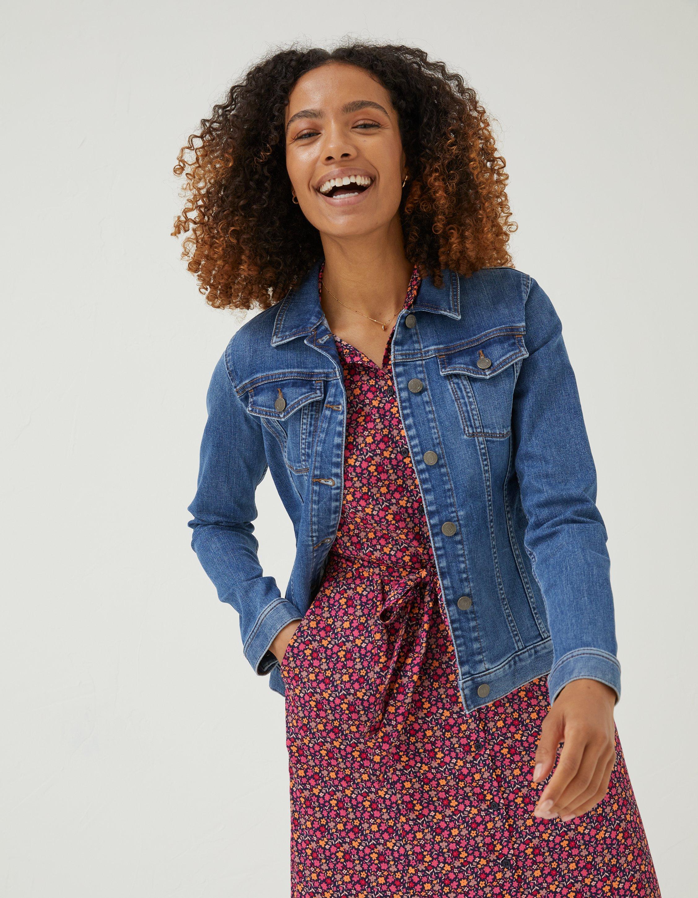 Blue denim outlet jacket for women