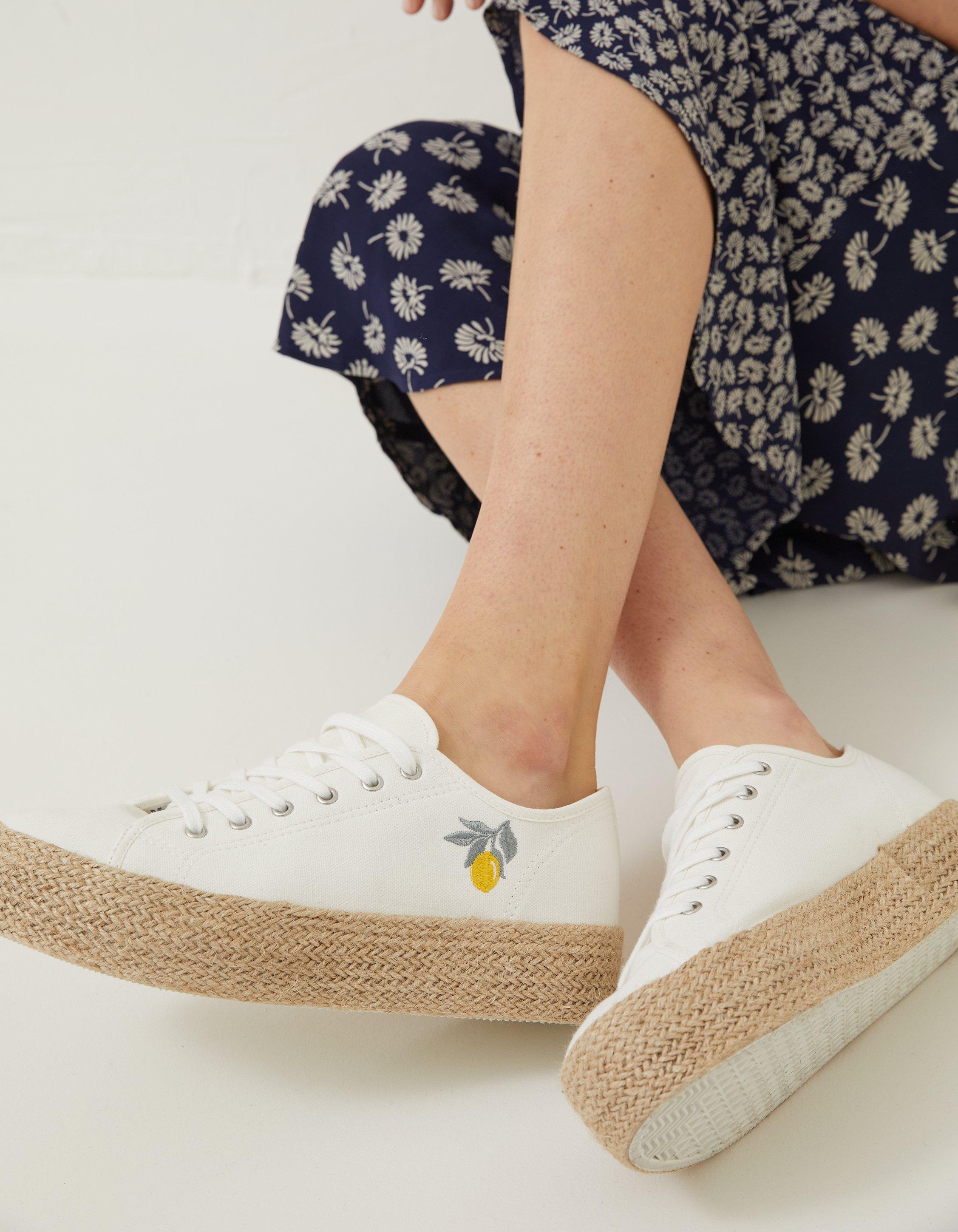 Francesca Lemon Jute Platform Trainers