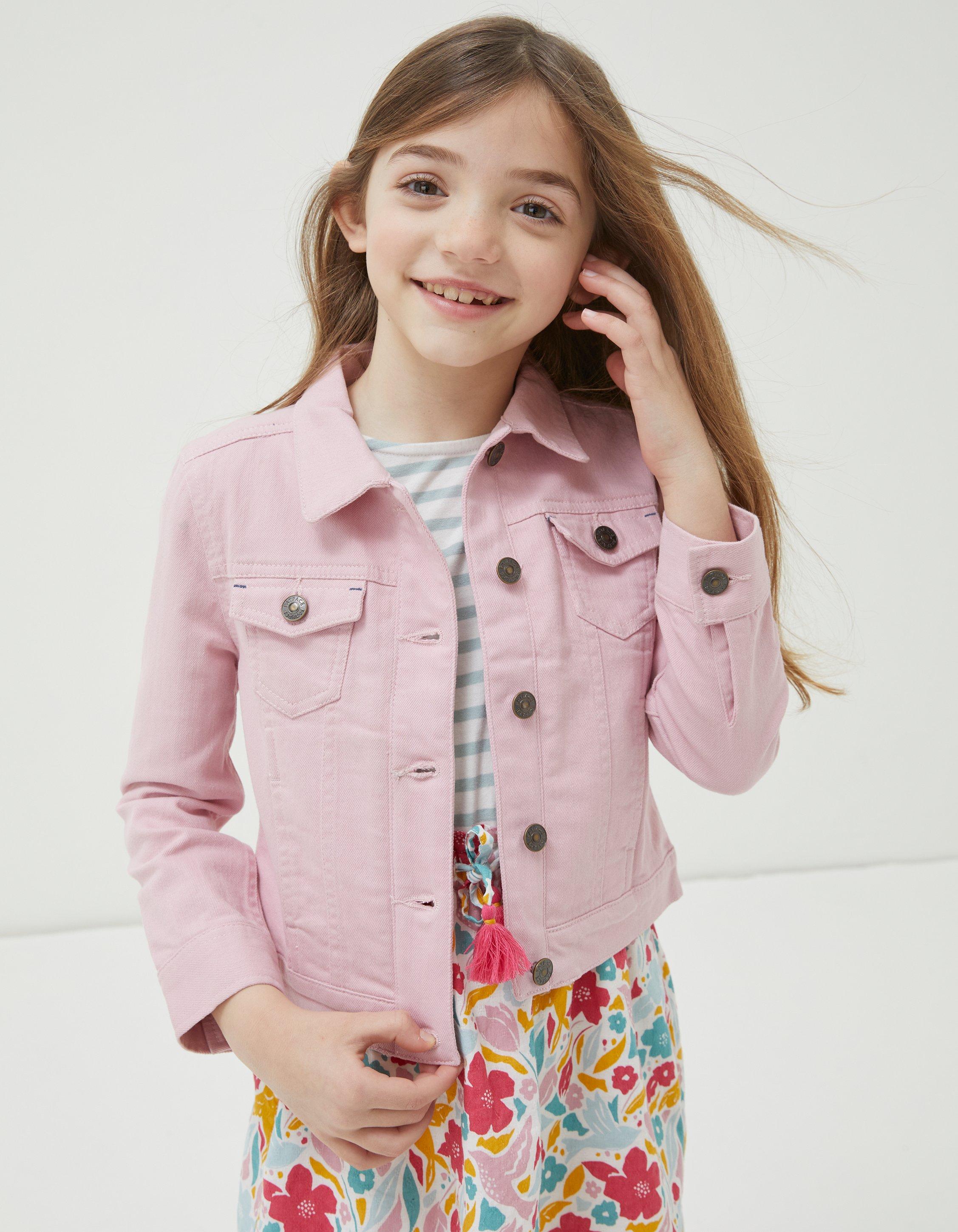 Girls denim 2025 jacket pink