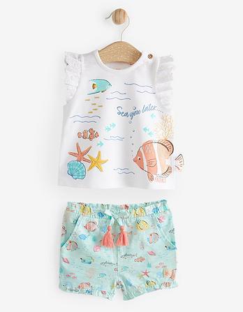 Sea Print T-Shirt and Shorts Set