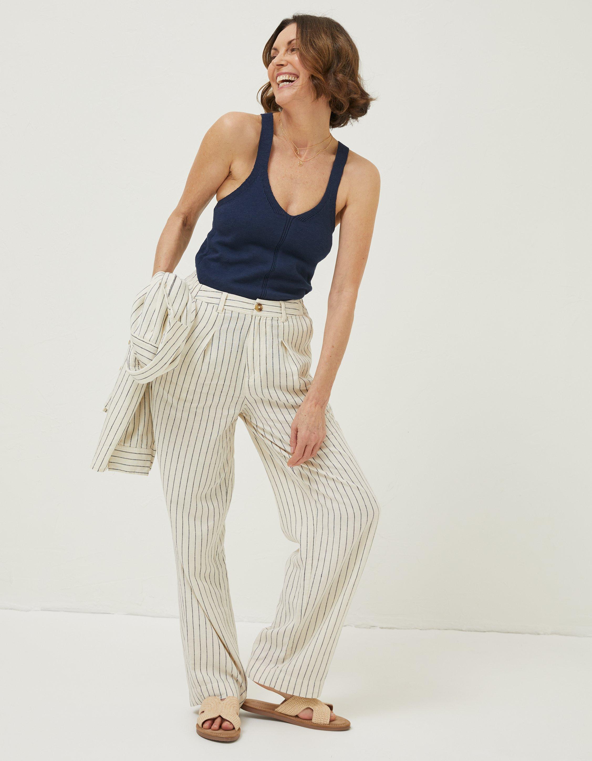 Wide leg best sale striped linen pants