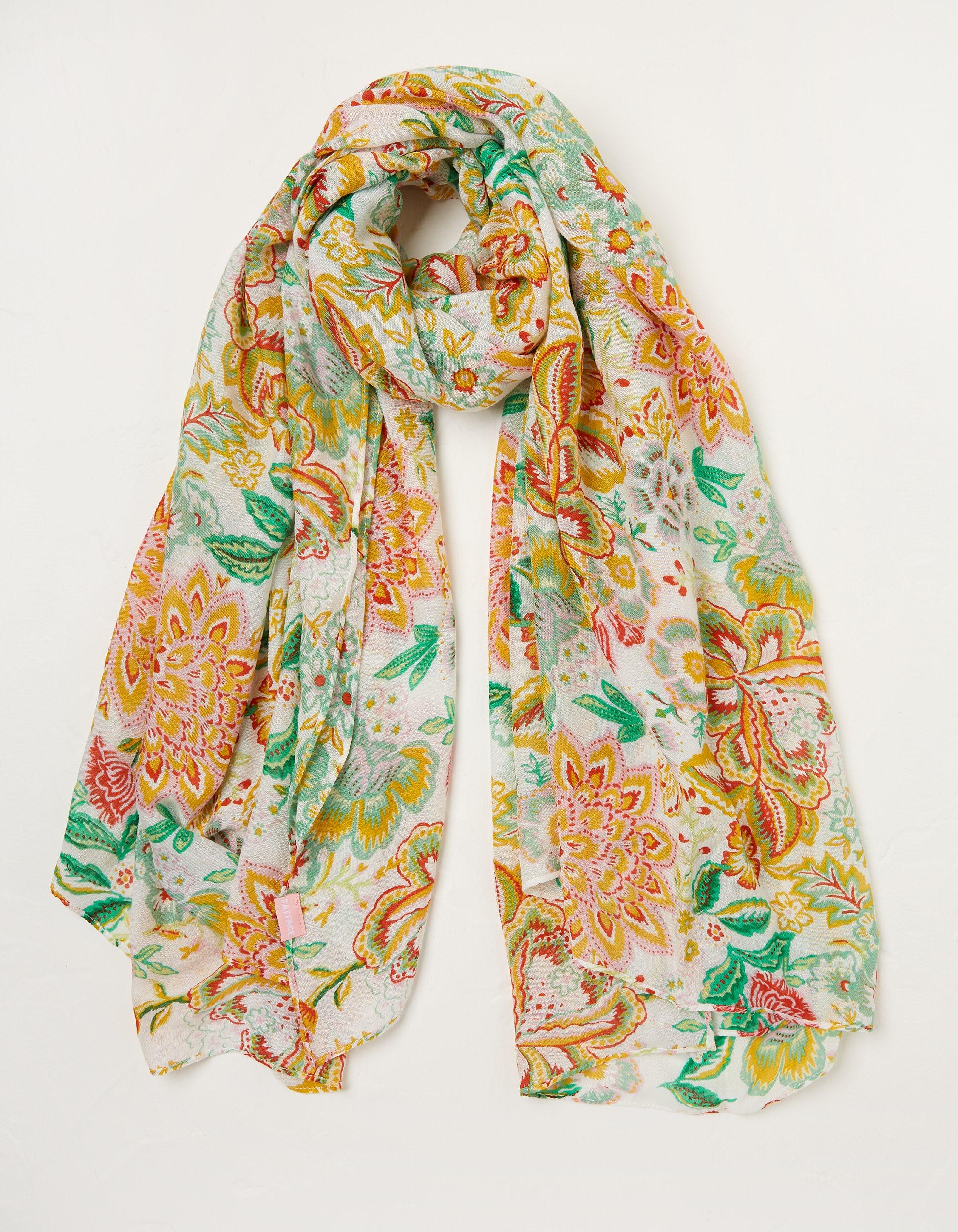 Ivory Large Floral Multi Use Scarf, Scarves | FatFace.com