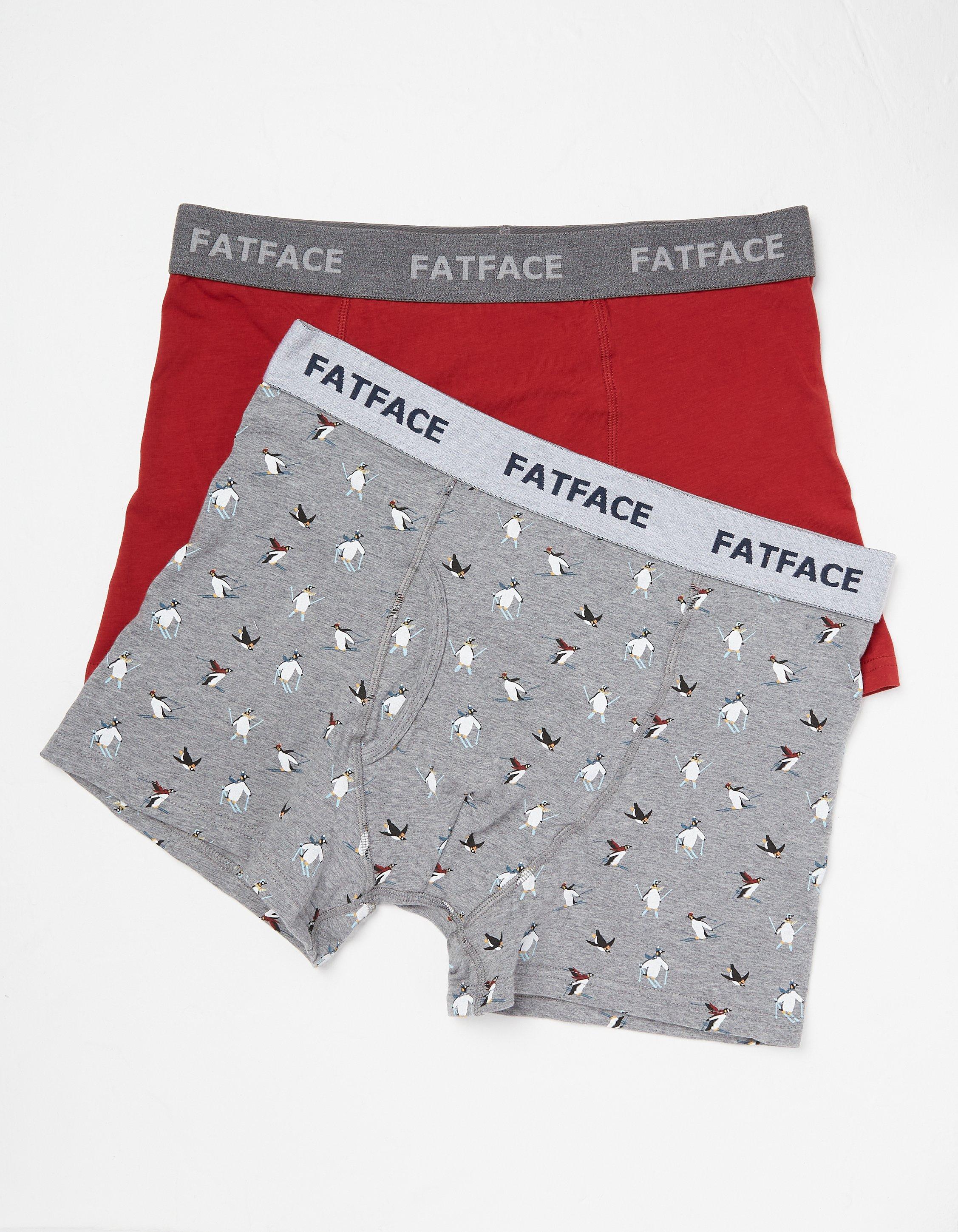 Grey Marl 2 Pack Skiing Penguin Boxers, Socks & Underwear | FatFace.com