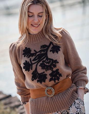 Embroidered Flower Sweater