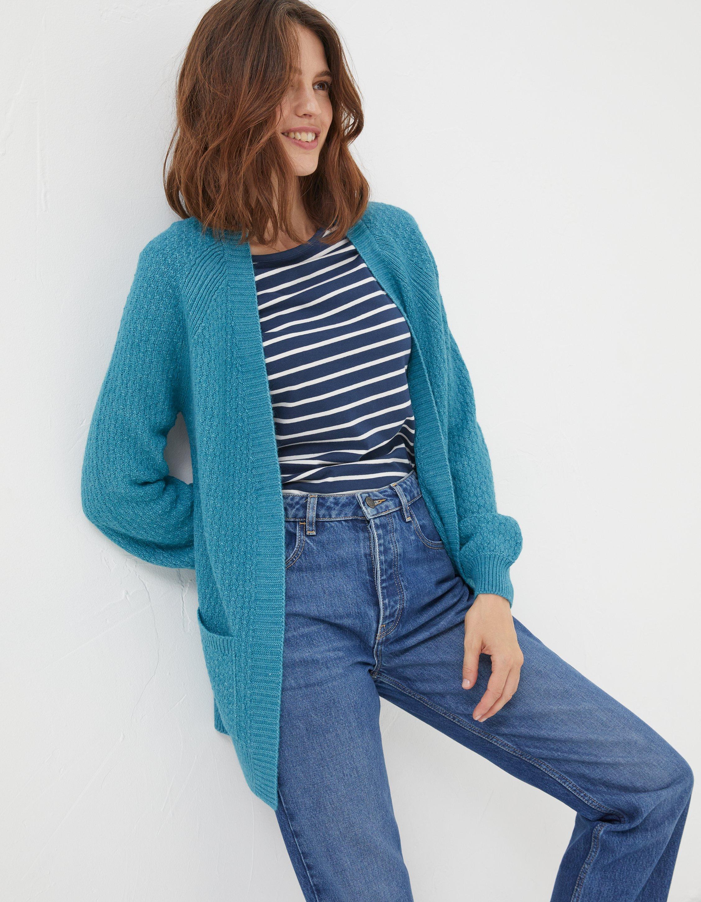 Teal Blue Hannah Edge To Edge Cardigan, Knitwear | FatFace.com