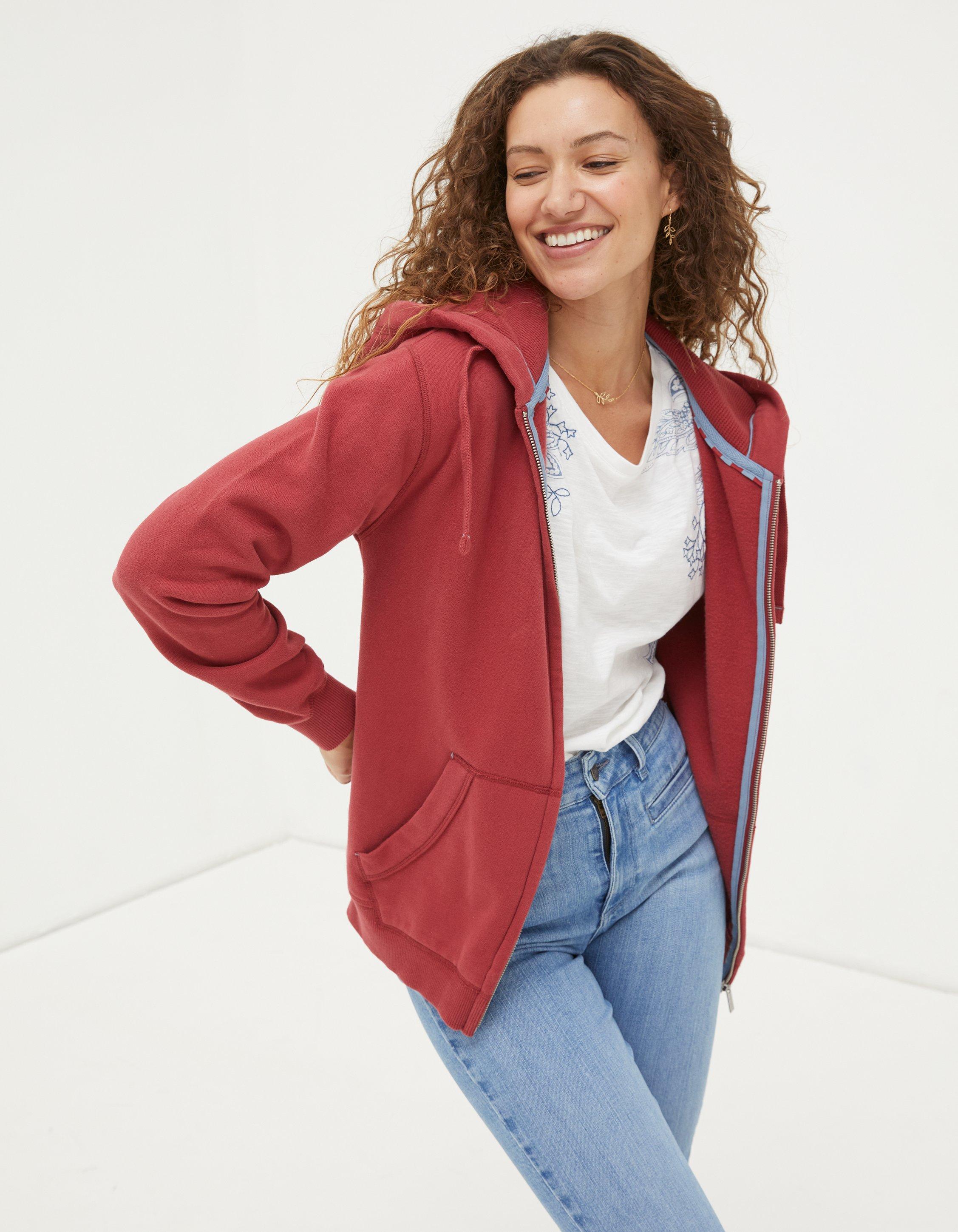 Raspberry Red Amy Zip Through Hoodie, Sweatshirts & Hoodies | FatFace.com