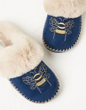 Maia Embroidered Bee Mule Slipper