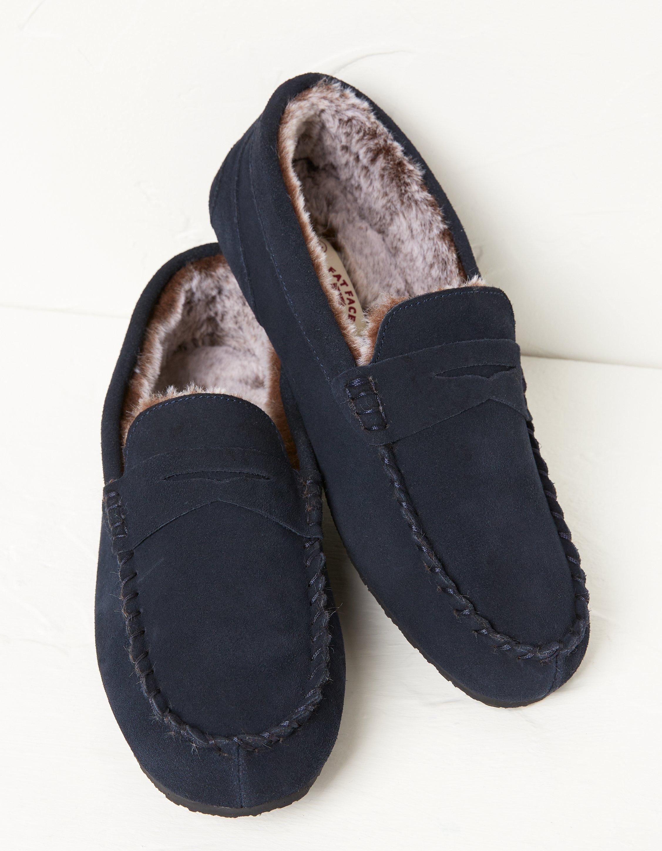 Suede leather moccasin online slippers