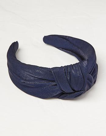 Navy Satin Twist Headband