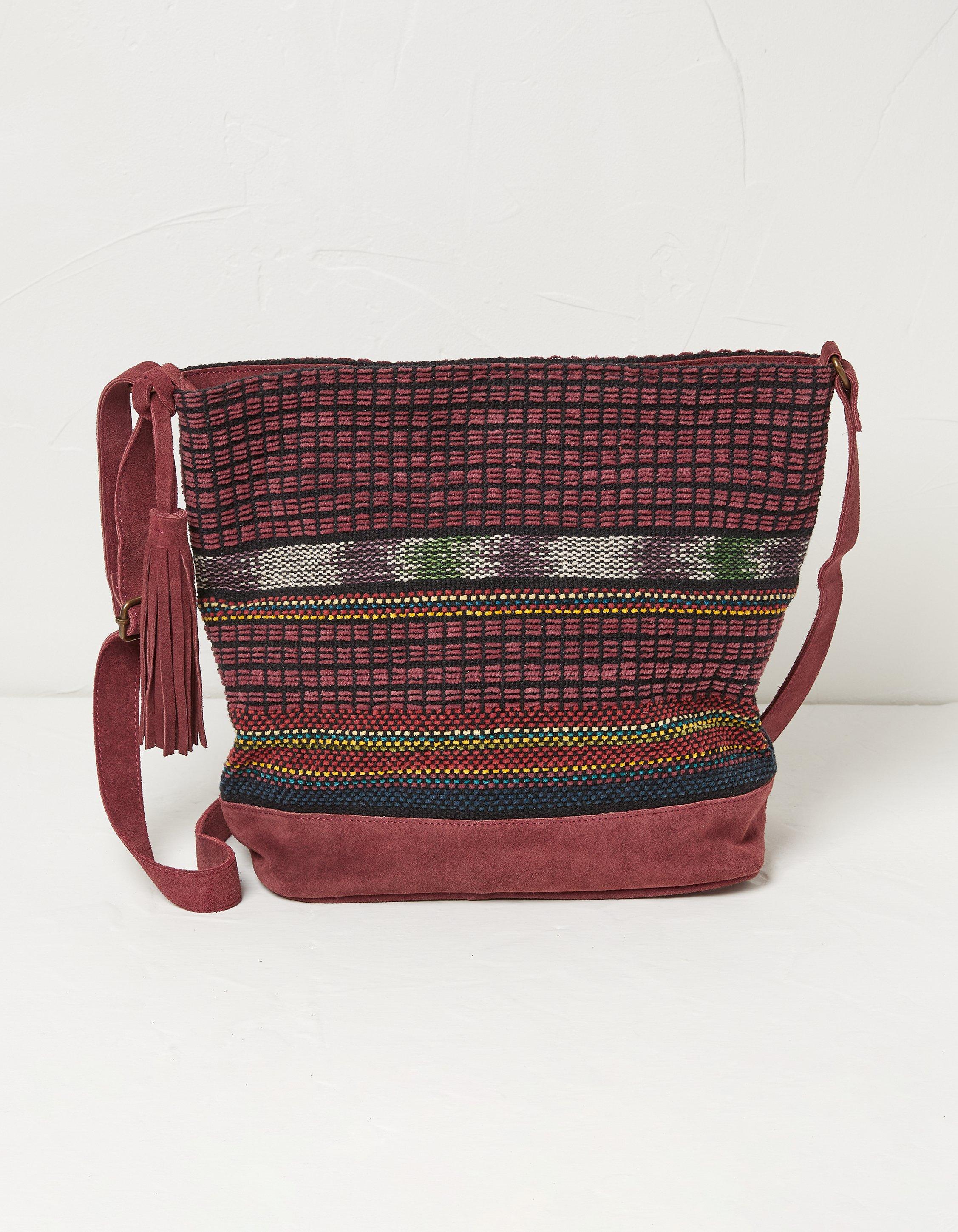 Burgundy Lula Suede Woven Shoulder Bag, Bags & Purses