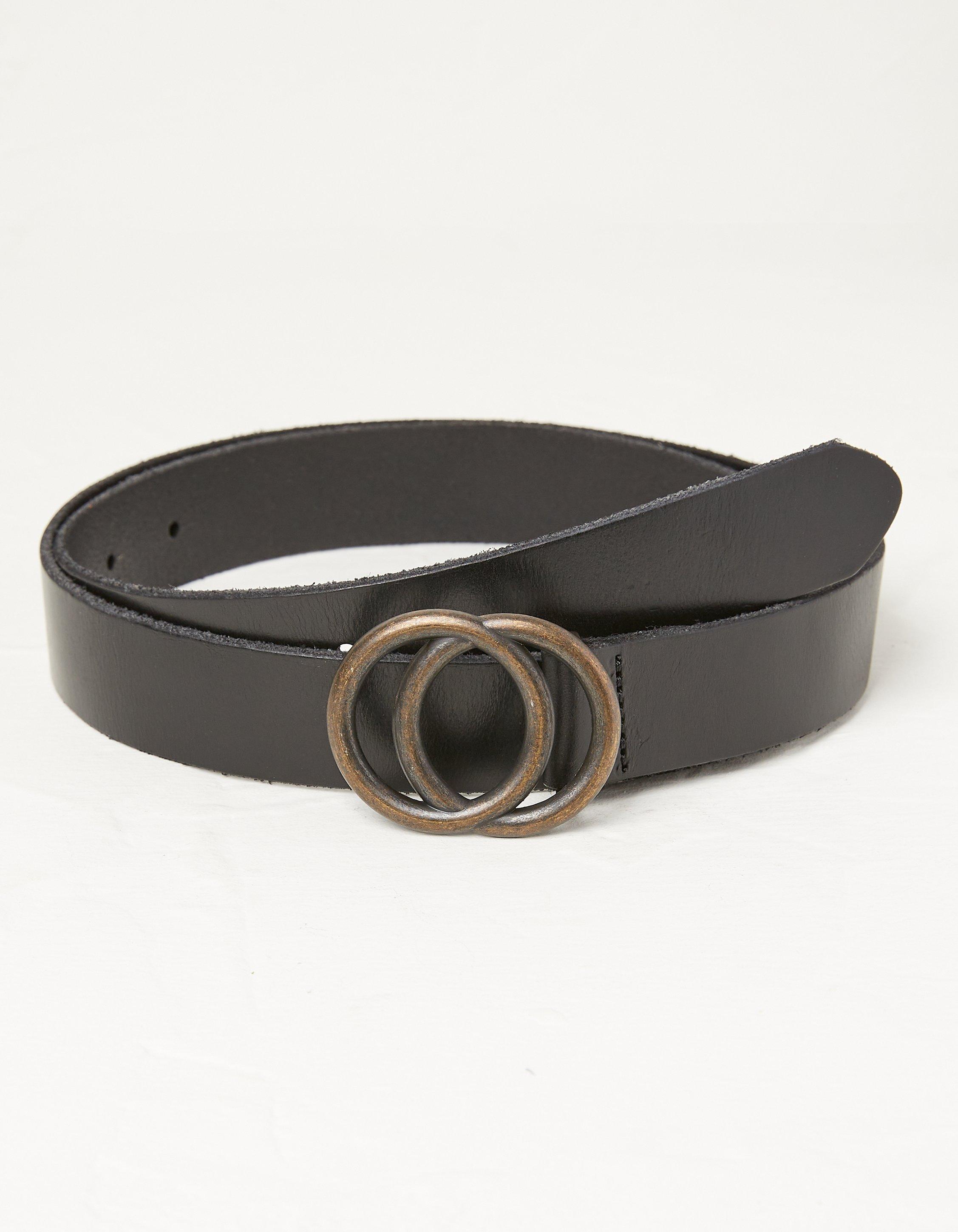 Unisex Double Circle Belt with Gold Buckle