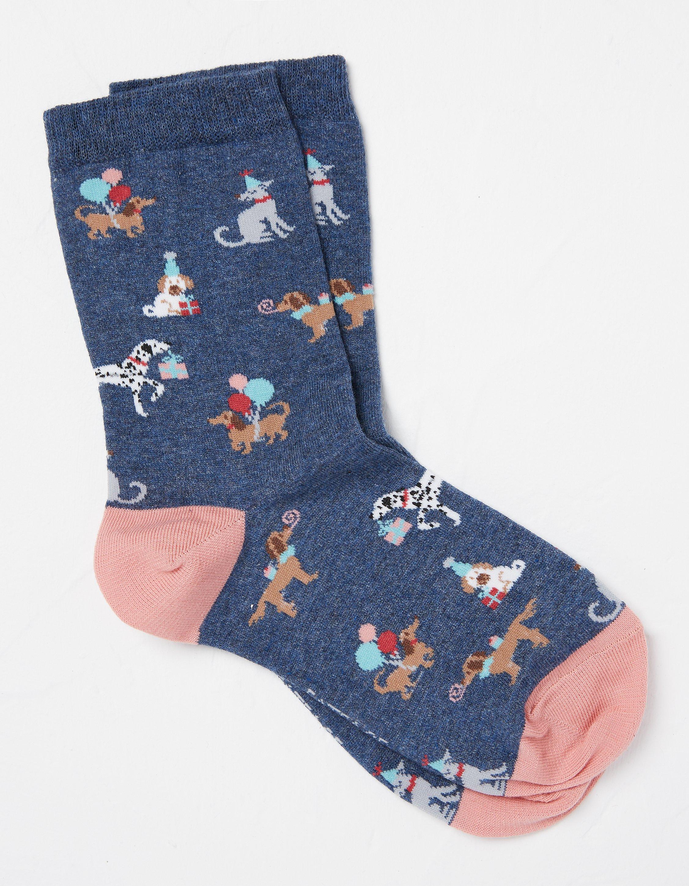 Navy 1 Pack Party Dogs Socks, Underwear, Socks & Tights | FatFace.com