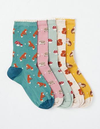5 Pack Woodland Animal Socks