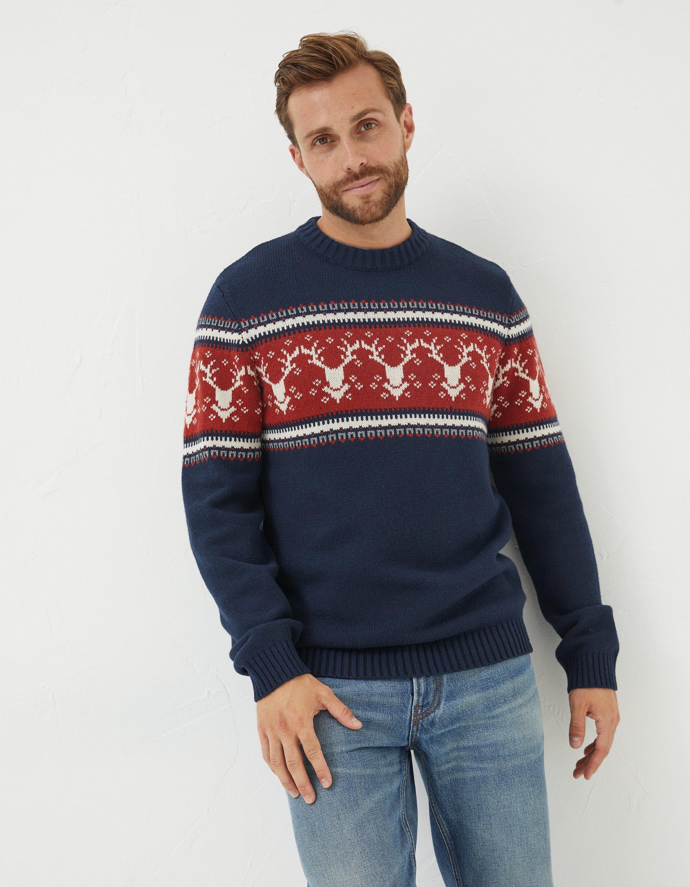 Reindeer Crew Neck Jumper Knitwear FatFace