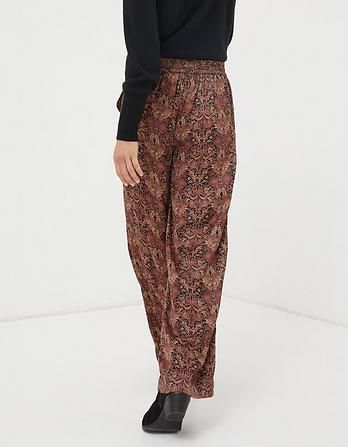 Art Floral Satin Printed Trousers